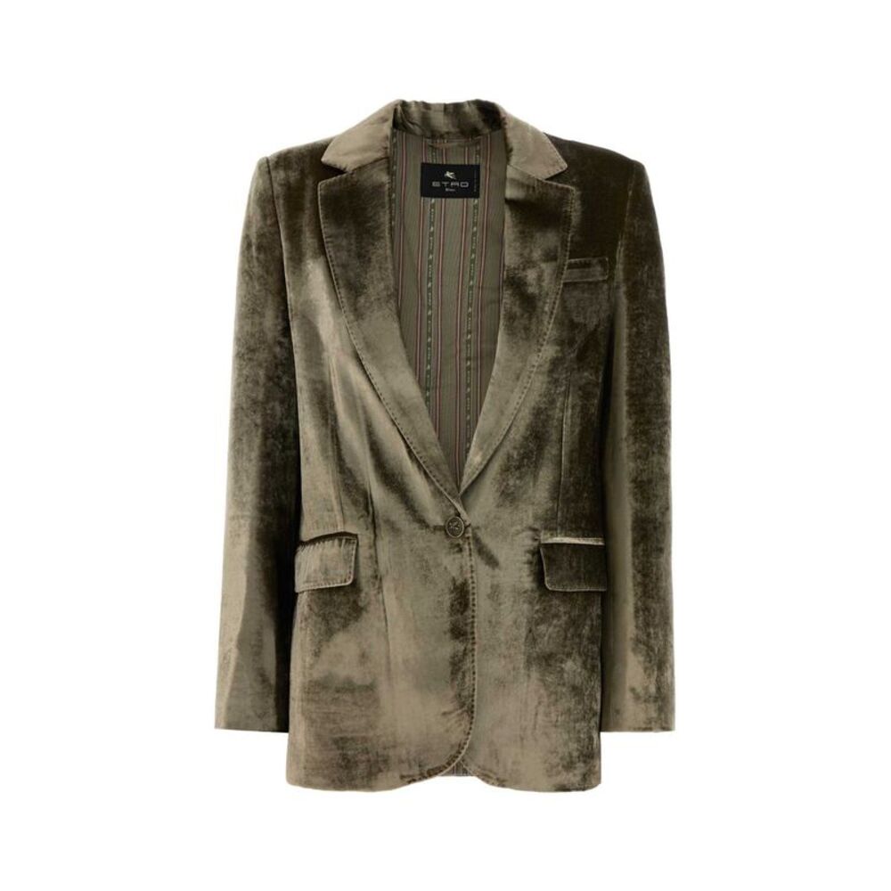 Etro Women Sage Green Velvet Blazer